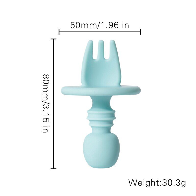1/2pcs Silicone Tableware Baby Dishes Set Spoon With Fork Bending Baby Products Safe Dishes Soft Smooth Kids Feeding Tableware