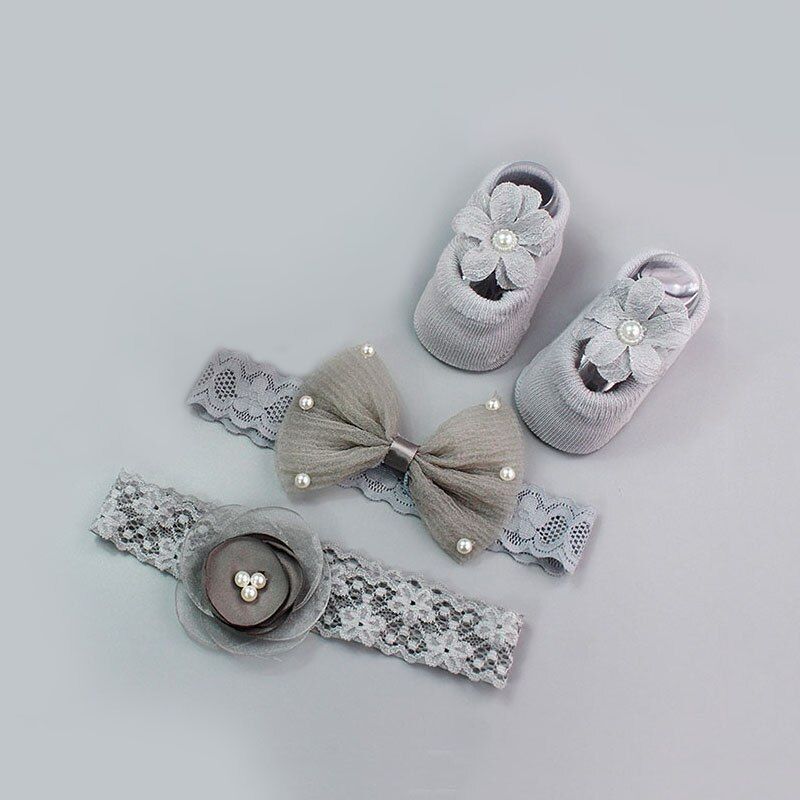 3Pcs/Set Newborn Baby Headband+Socks Cute Crown Bows Baby Girl Headbands Infant Girls Hair Band Haarband Baby Hair Accessories