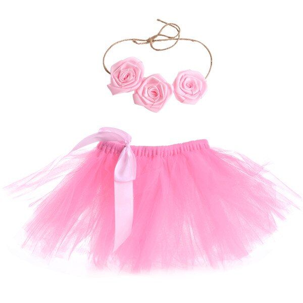 Cute Newborn Baby Girls Tutu Skirt & Headband Photo Prop Costume Toddler Kids Outfit Infant Baby Short Cake Skirt For 0-3M