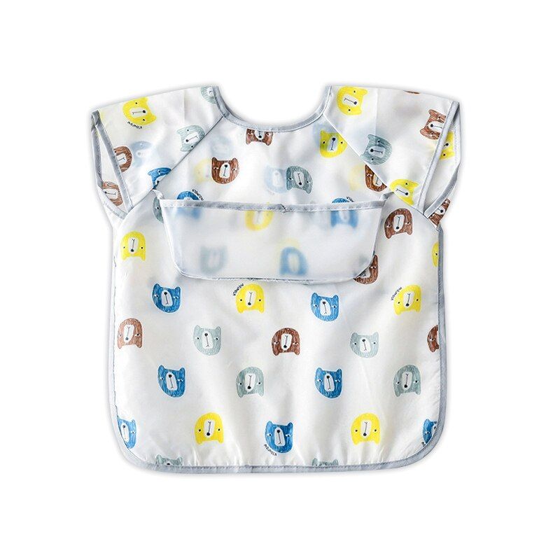 Long Sleeve and Sleeveless EVA Apron Cute Cartoon Baby Bibs Waterproof Infant Eating Children Drawing Bib Baby Self Feeding Bib