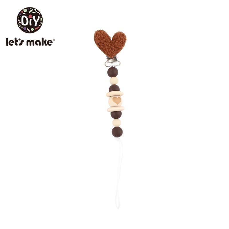 Let's Make 1pc Wooden Teether Crochet Flower Wood Beads Pacfier Clips Baby Teether Pacifier Holder Dummpy Chain Toys For Kids