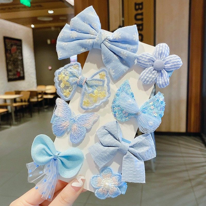 8Pcs/set Colorful Lace Hair Clips For Girls Bowkont Flower Princess Kids Headwear Toddler Girls Barrettes Children Hair Accessories