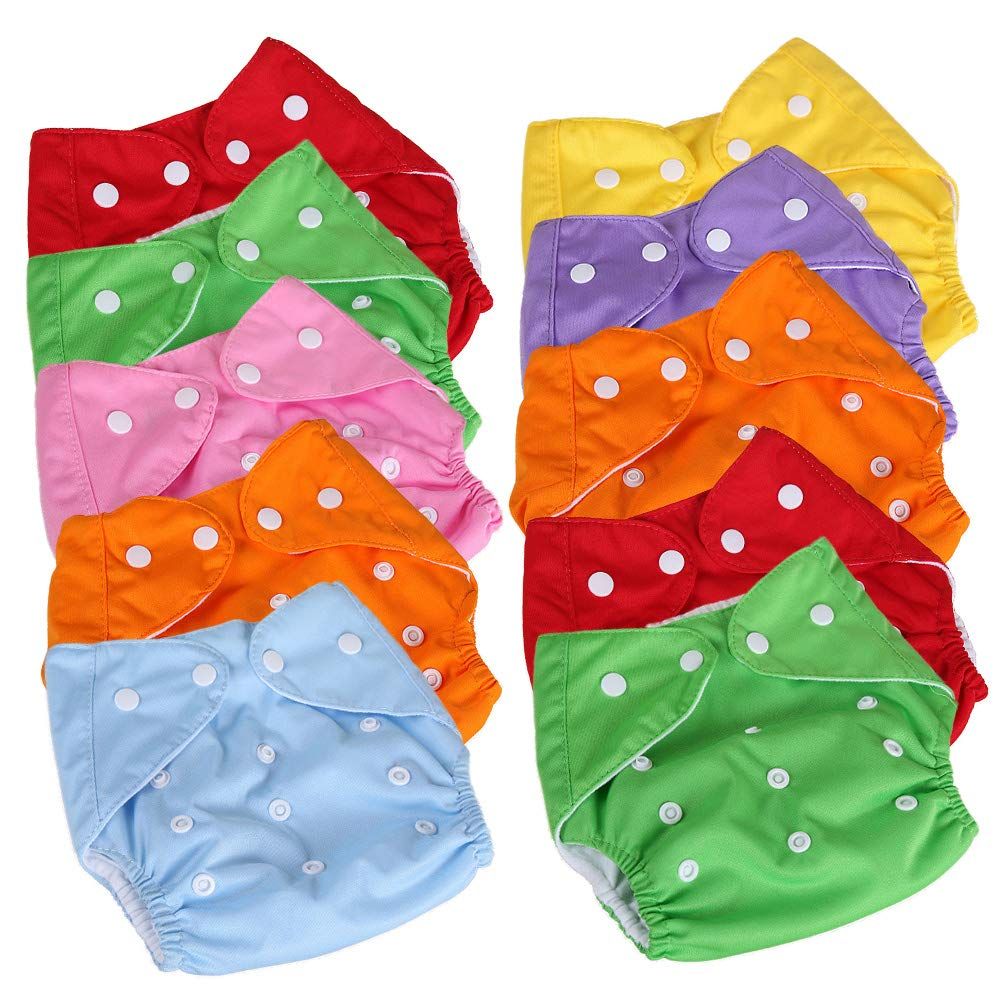 Washable Reusable Baby Cloth Daiper -(3 kg to 15 kg) -Multi-Color (3 PCs Daipers with 3 Daiper nappy)