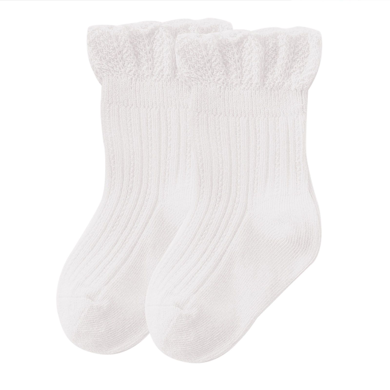 Little Girls Breathable Socks, Toddlers Spring Autumn Sweet Style Solid Color Flouncing Boneless Short Tube Socks