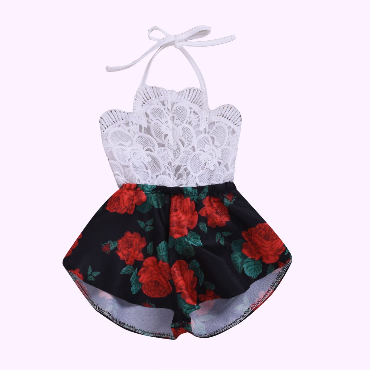 Baby Fashion One Piece Breeches Sleeveless Lace Tops Loose Printed Wide Leg Shorts Casual Rompers