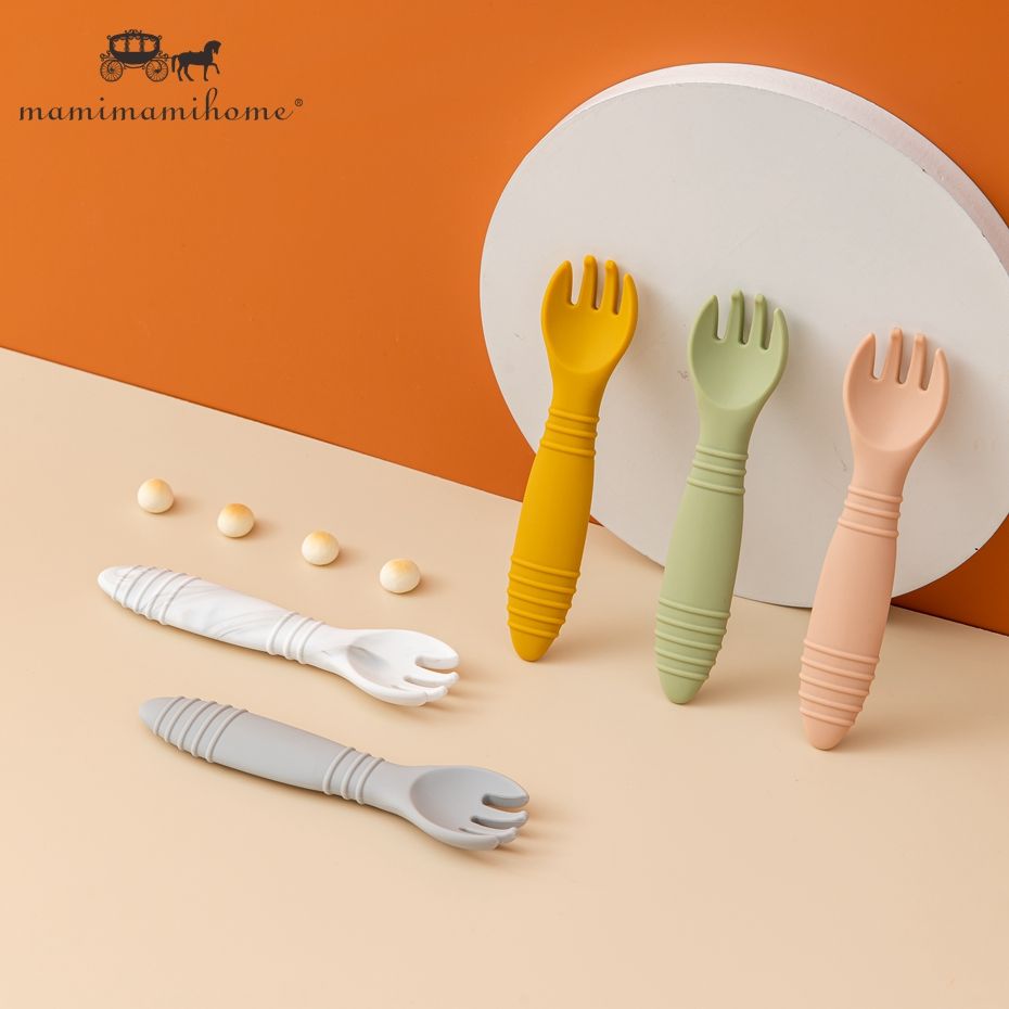 Home Baby Spoon Fork 100% Silicone Soft & Bpa Free Newborn Baby Eating Training