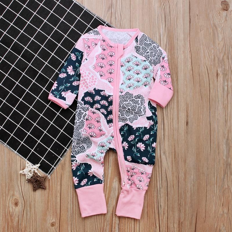 Boys And Girls Spring And Autumn Long-Sleeved Zipper Jumpsuit