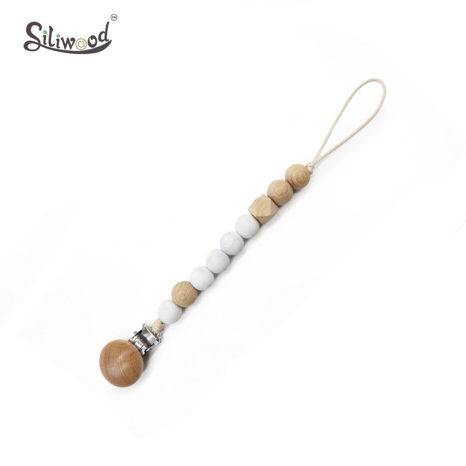 1pc Silicone Pacifier Clips Baby Accessories Wooden Bead Dummy Holder Baby Teat Chain BPA Free  Newborn Soft Childen's Goods