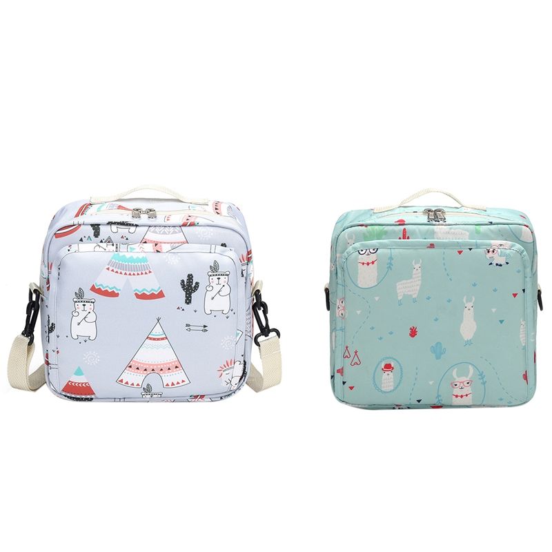 2 Pcs Large Capacity Baby Stroller Bag Storage Organizer Travel Hanging Carriage Pram Mummy Diaper Bags, White & Green