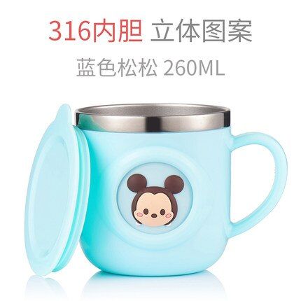Disney Baby Kids Milk Cup Cartoon Creative Drink Water Cups Baby Training Learn Drinkware Juice Cup Stainless Steel Mugs
