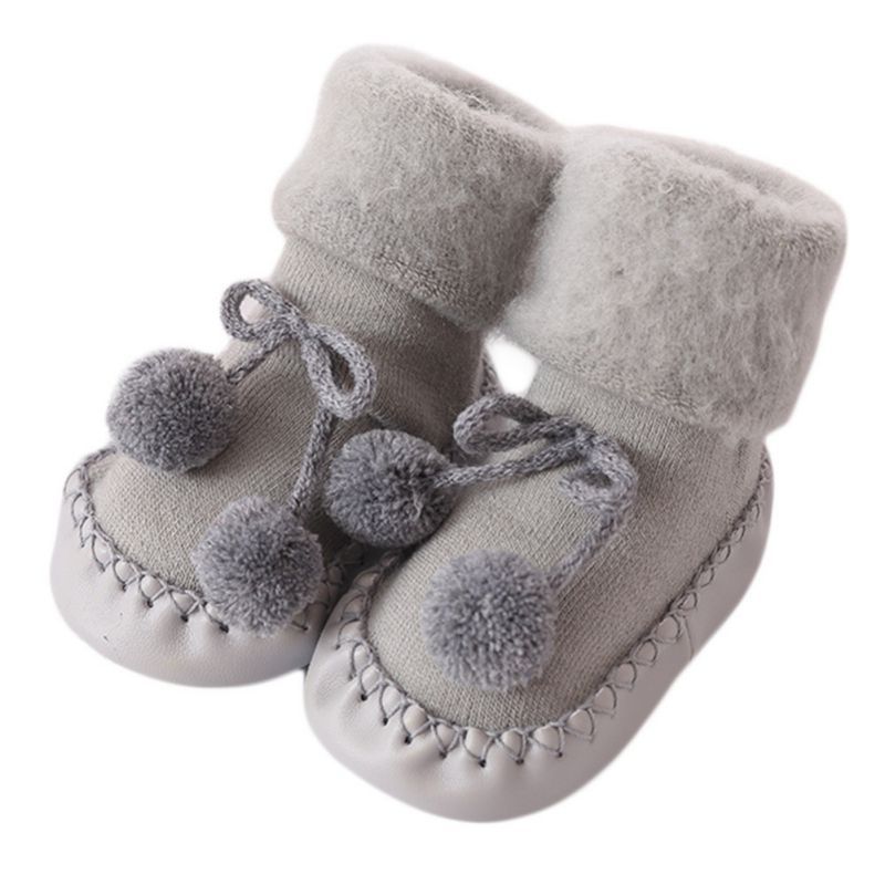 Newborn Baby Socks Shoes Cute Floor Shoes With Rubber Sole Winter Soft Girls Boys Anti-Slip Socks Indoor Shoes 0-2Y