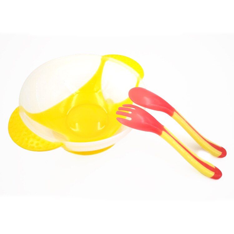 Baby Bowl Temperature Sensing Feeding Spoon Child Tableware Food Bowl Learning Dishes Service Plate/Tray Suction Dinnerware Set
