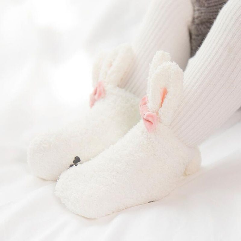 New Style Winter Coral fleece Baby Girls Socks Newborn Soft Cute Rabbit Baby Socks Thickening Soft Cute Bunny Ear Warmer Socks
