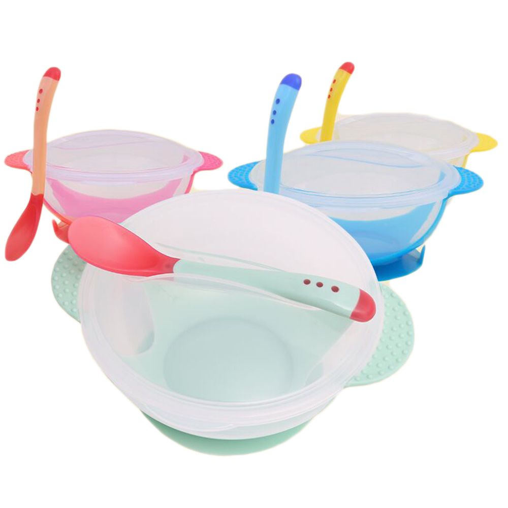 Anti Slip and With Spoon Temperature Sensing Baby Bowl Baby Sucker Bowl Feeding Set Baby Feeding Bowl Baby Feeding Bowl No Spill