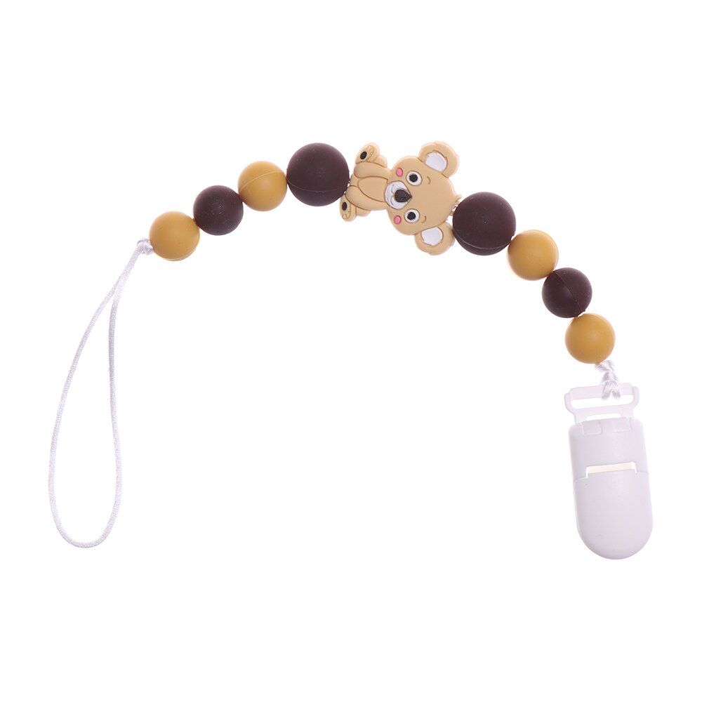 1PC Baby Lovely Pacifier Chain Cute Dummy Holder Clip Food Grade Baby Feeding Teether Chains Cartoon Silicone Pacifiers Clip
