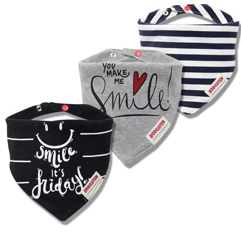 3pcs Cotton Bandana Bibs Baby Babador Feeding Smock Infant Burp Cloths Cartoon Triangle Saliva Towel Baby Soft Eating Accessory