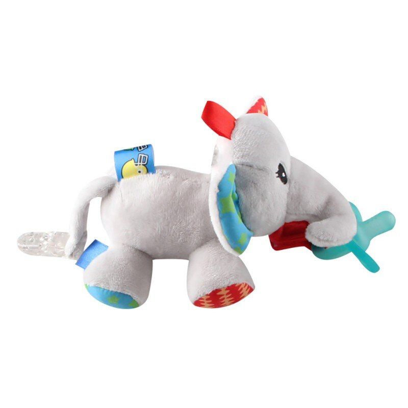 Siliconborn Infrant Pacifier Holder Animal Cute Rabbit Handbells Plush Baby Toy Gift Plush Doll