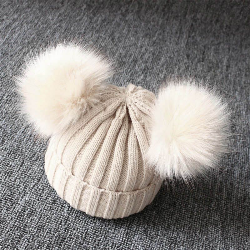 I Love Daddy&Mummy Cute Pompom Baby Hat Warm Winter Knitted Kids Baby Girl Boy Beanie Cap Solid Outdoor Infant Toddler Children Hat Bonnet Enfant