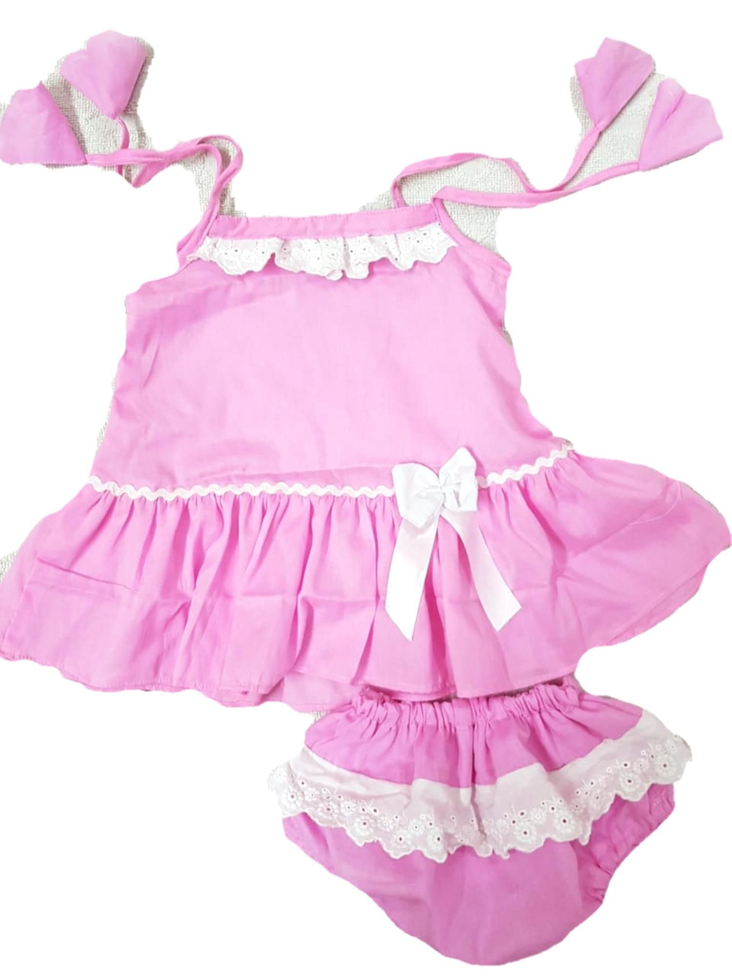 Baby Dress 6 to 11  Months Pink Bexi Vowel Fabri