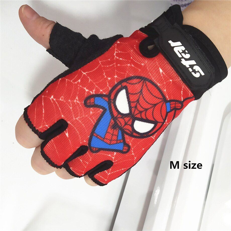 upgrade half finger kids bike gloves sport running overlock sewing anti-slip cycling gloves for kids, cartoon for boy