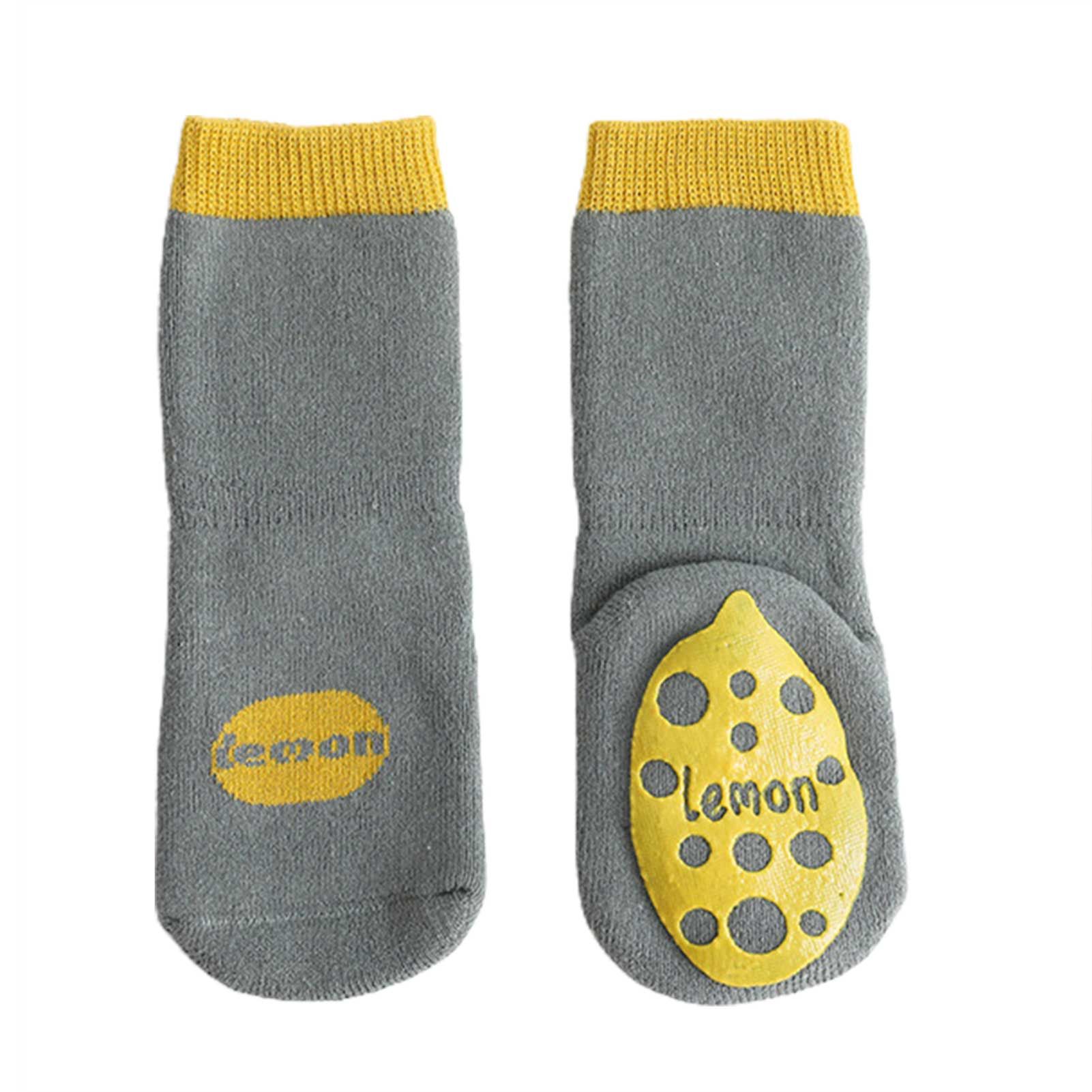 1 Pair Winter Thickened Fruit Patterns Anti-slip Middle Tube Baby Floor Socks