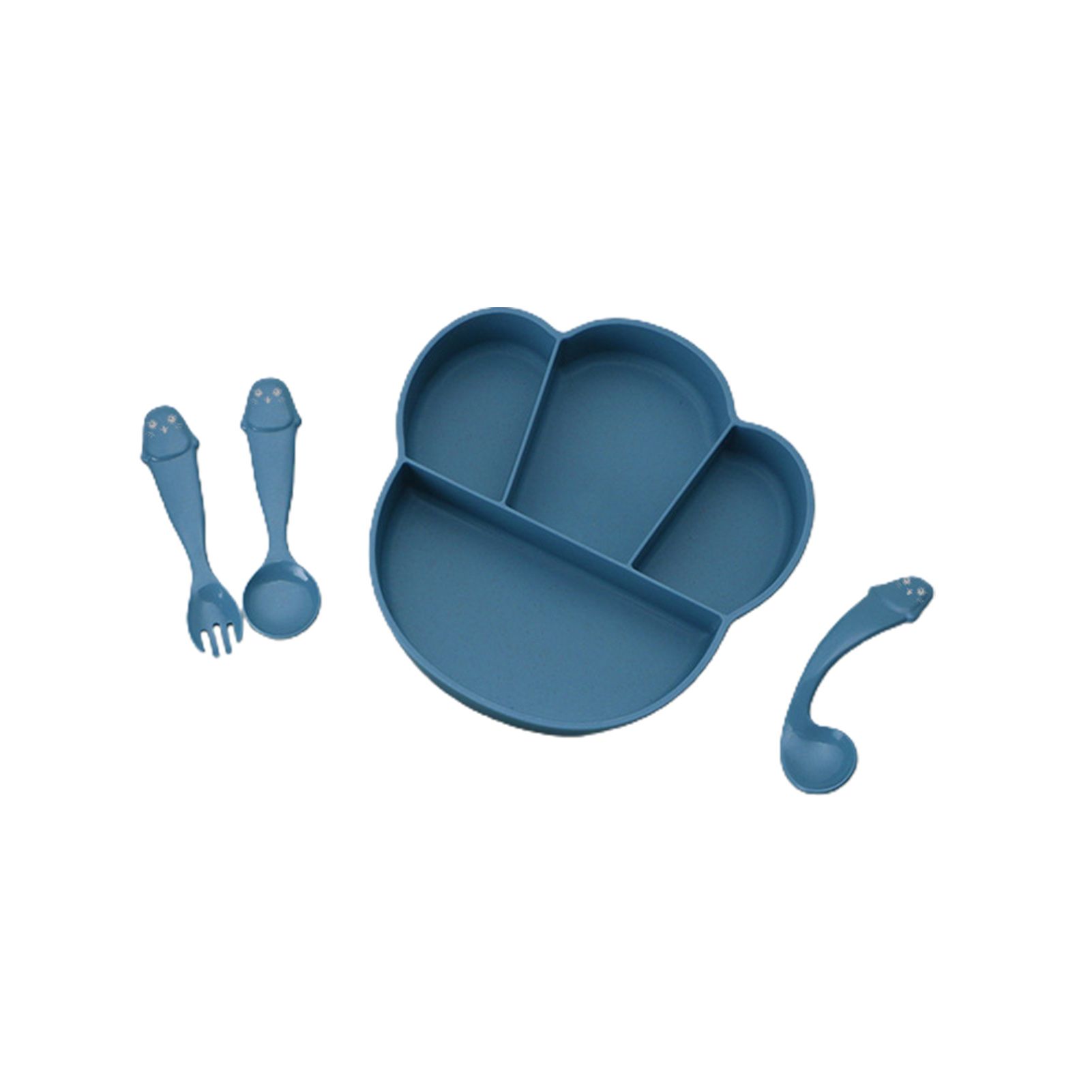 Anti-fall Kids Plate with Spoon PP Self Feeding Baby Divided Bowl for Dining
