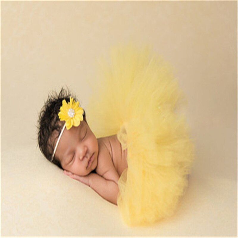 Newborn Tutu Skirt Infant Princess Costume Outfit for Photo Shooting Baby Tutu Skirt Headband Newborn Photography Accessories