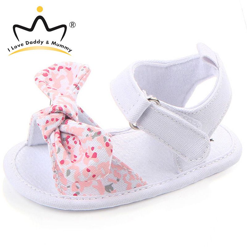 I Love Daddy&Mummy Summer New Baby Girl Sandals Soft Cotton Floral Toddler Girls Shoes Cute Bows Princess Baby Girl Sandals