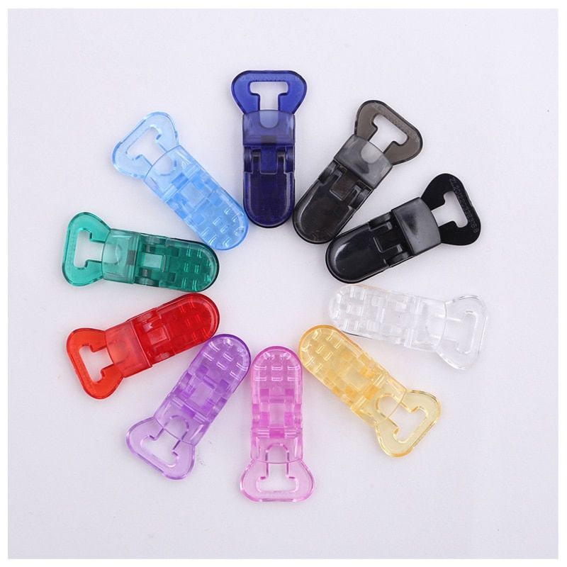 10pcs 10MM Clear Plastic T Clips,Mam Baby Dummy Clips Pacifier Soother/Nuk/Toy Holder/Suspender