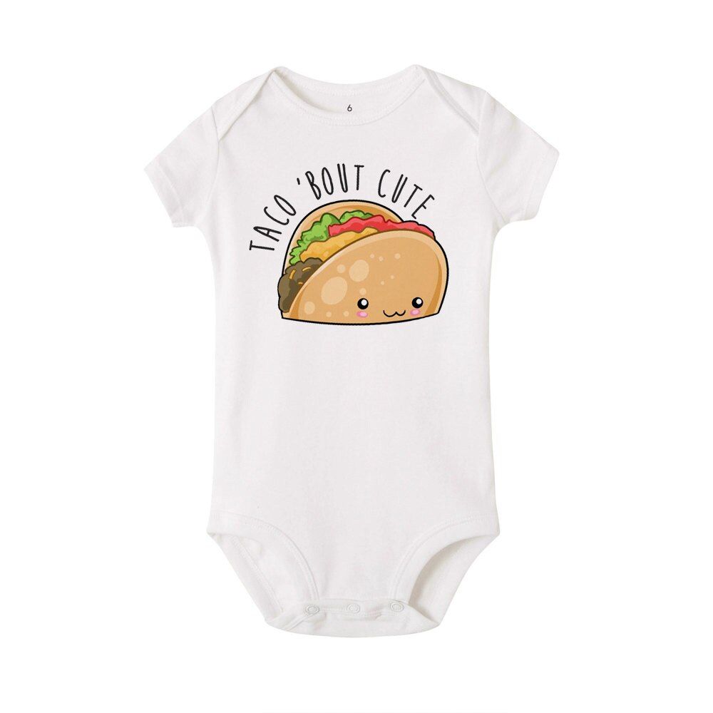 Taco 'Bout Cute Taco Baby Boys Girls Summer Short Sleeve Bodysuits Infant Toddler Baby Playsuit Casual Outfit Onesie Drop Ship