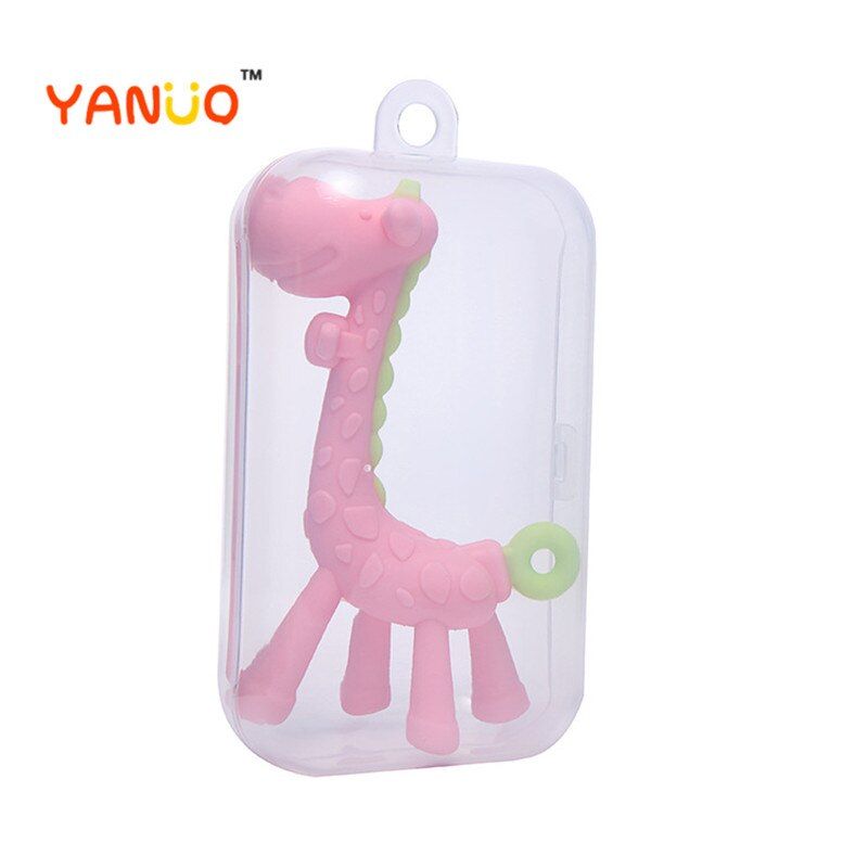 YANUO Cute Yellow Giraffe Pacifiers Teether Baby Toys Food Grade Silicone Molar Baby Pacifier Stick Silicone Pacifiers  BPA Free