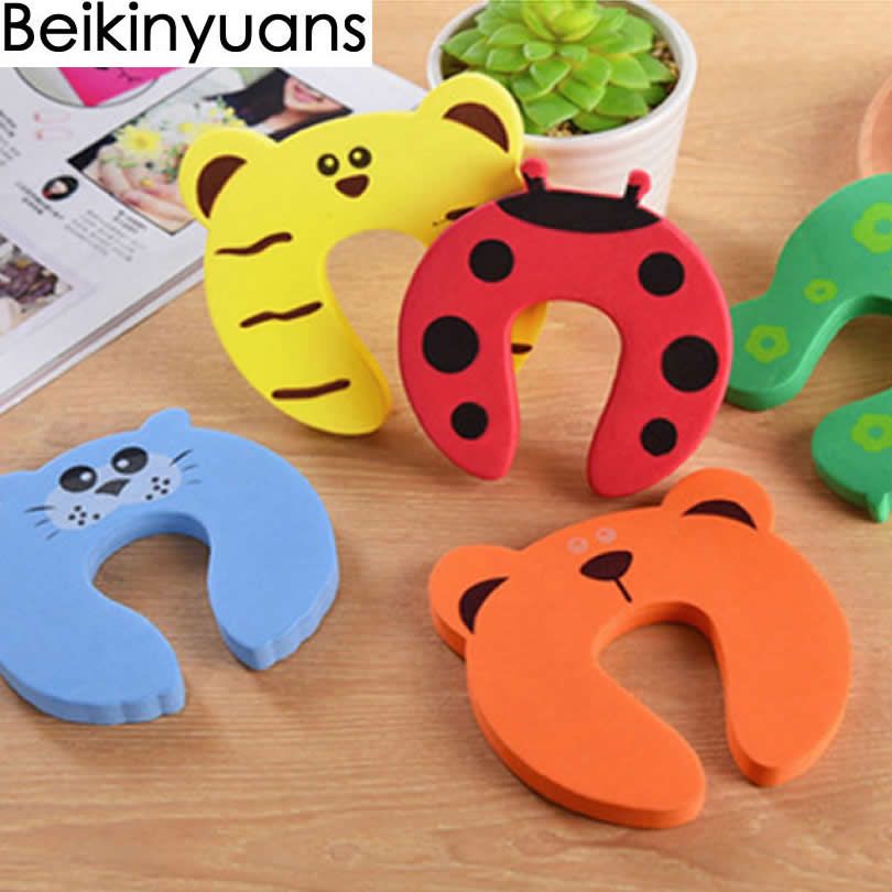 5pcs Door Stopper Animal Baby Security Card Protection Tool Baby ty Gate Product Newborn Care Eva Door Locks Baby Anti-Clamp