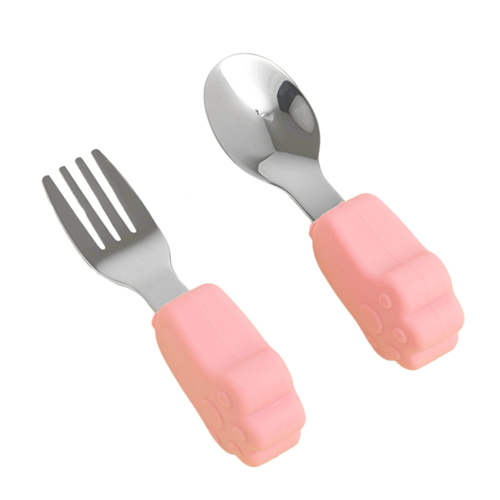 2Pcs/Set Baby Tableware Set Cartoon Handle Anti-slip Safe Baby Training Spoon Fork Kit for Infant