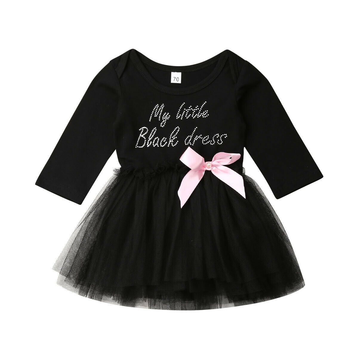 2019 Baby Spring Autumn Clothing Newborn Baby Girls Bedding Letter Princess Party Dress Pink/Black Chiffon Tutu Dresses 0-18M