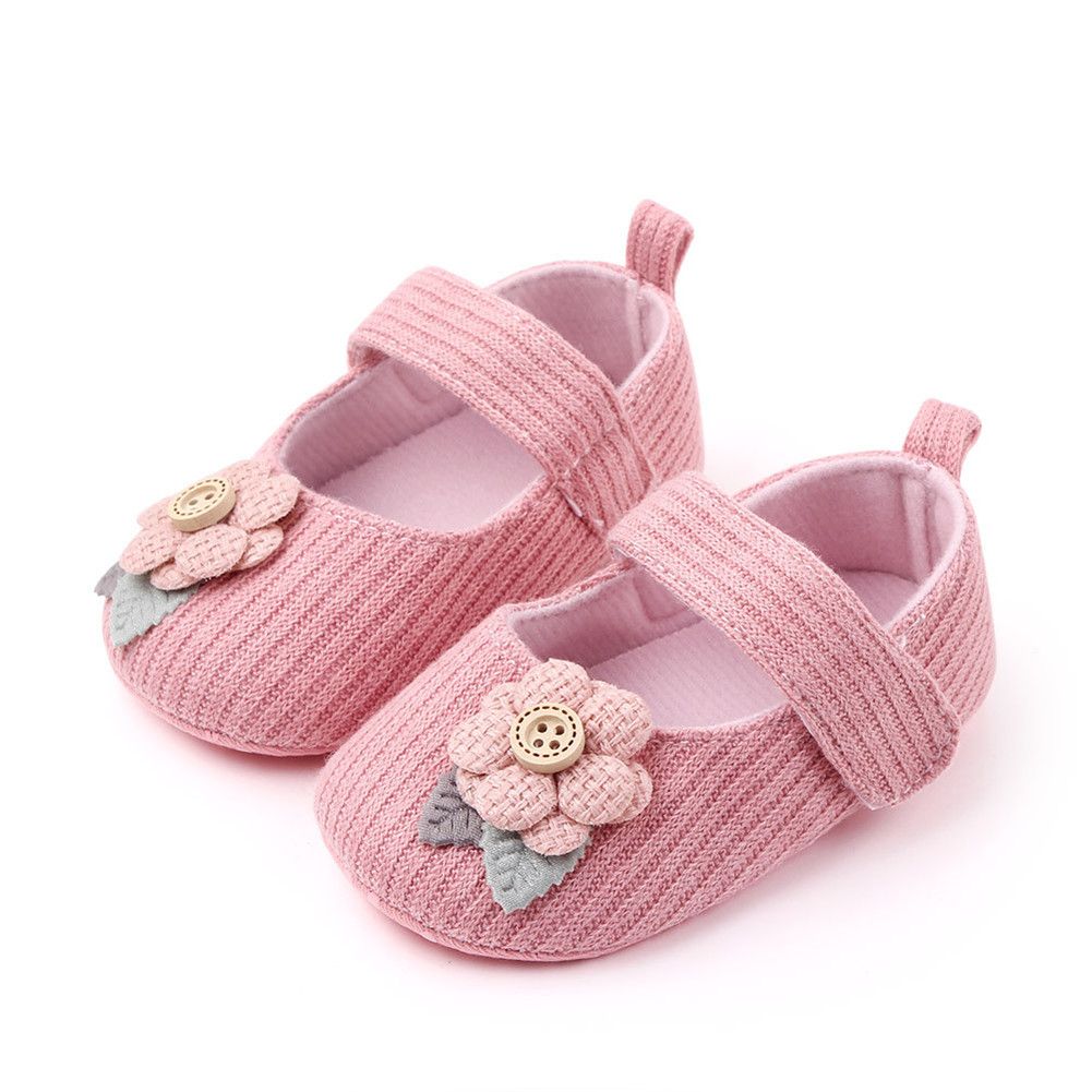 GC Baby Toddler Shoes Cotton Non-slip Soft Sole Small Flower Decoration Kids Indoor Knitted Sneakers Girls Gifts color