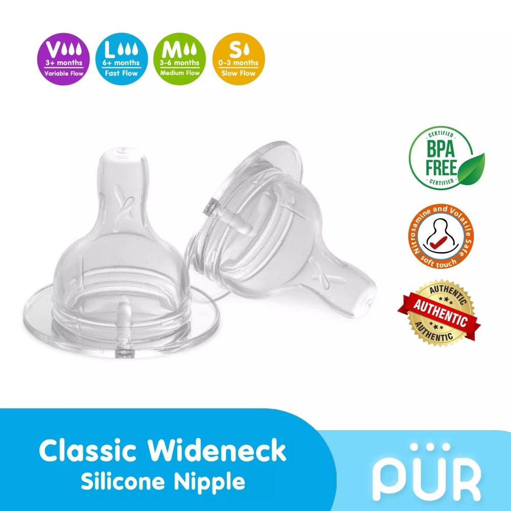 Pur Silicone W/N Nipple (2pc-M) (Medium Flow) - (3256-M)