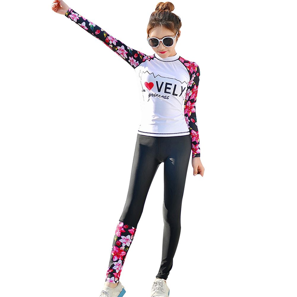 2 Pcs/set Women suit Parent-ld Sunscreen Long-sleeve Quick-drying op + ing runk color:Ladies white size:M