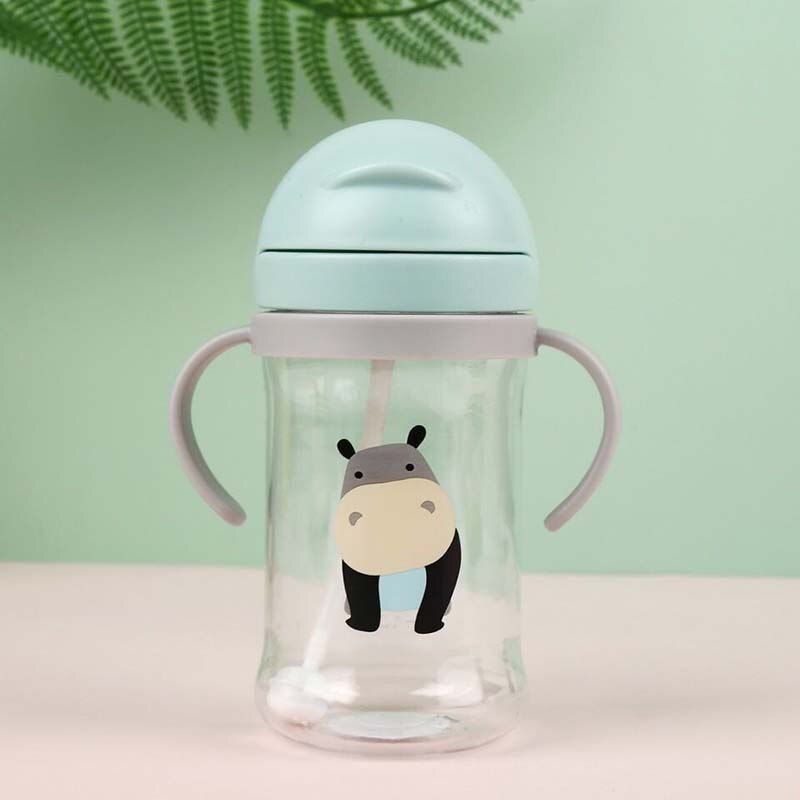 350mL Baby Straw Cups Kids School Kindergarten Drinking Water Bottles Training Cup with Strap