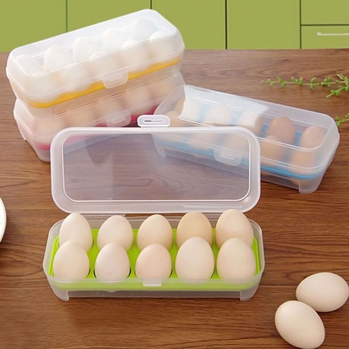 10 Slot Egg Storage Box Holder Rack Kitchen Organizer Gadget Box older Rack Portable Egg Container Carrier Case Basket