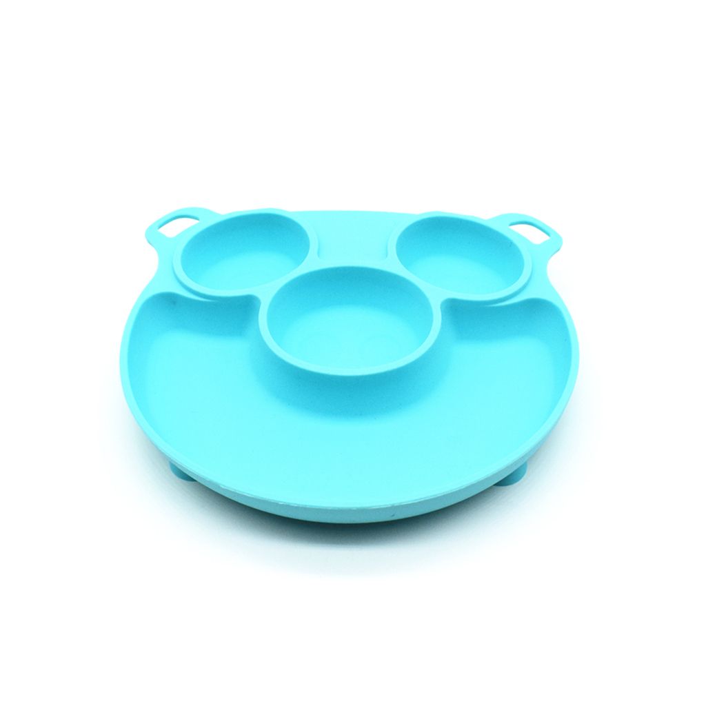 【BestGO】Cartoon Pig Silicone Divided Toddler Baby Plates with Suction Base Table Feeding Food Tray