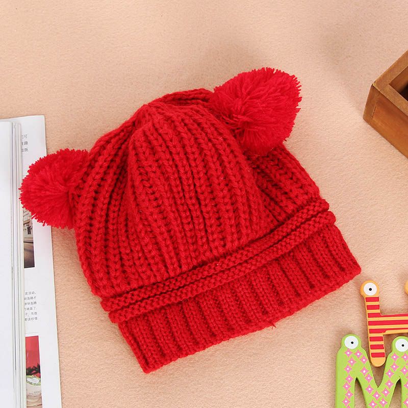 Pompom Baby Hat Hairball Warm Knitted Beanie Cap