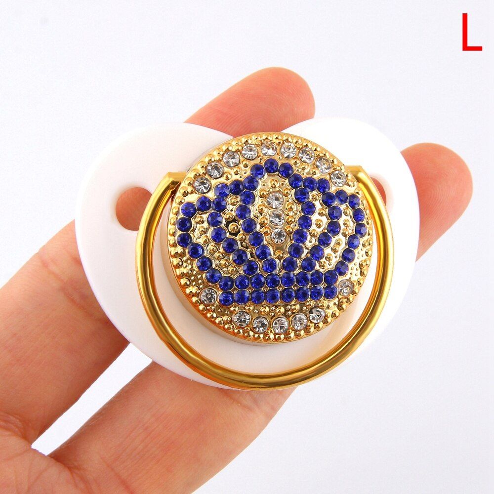 Handmade Rhinestone Crystals Bling Baby Pacifier 6 Designs Crown Letter D Mustache Footprint Lip Dot Luxury Bling Pacifiers