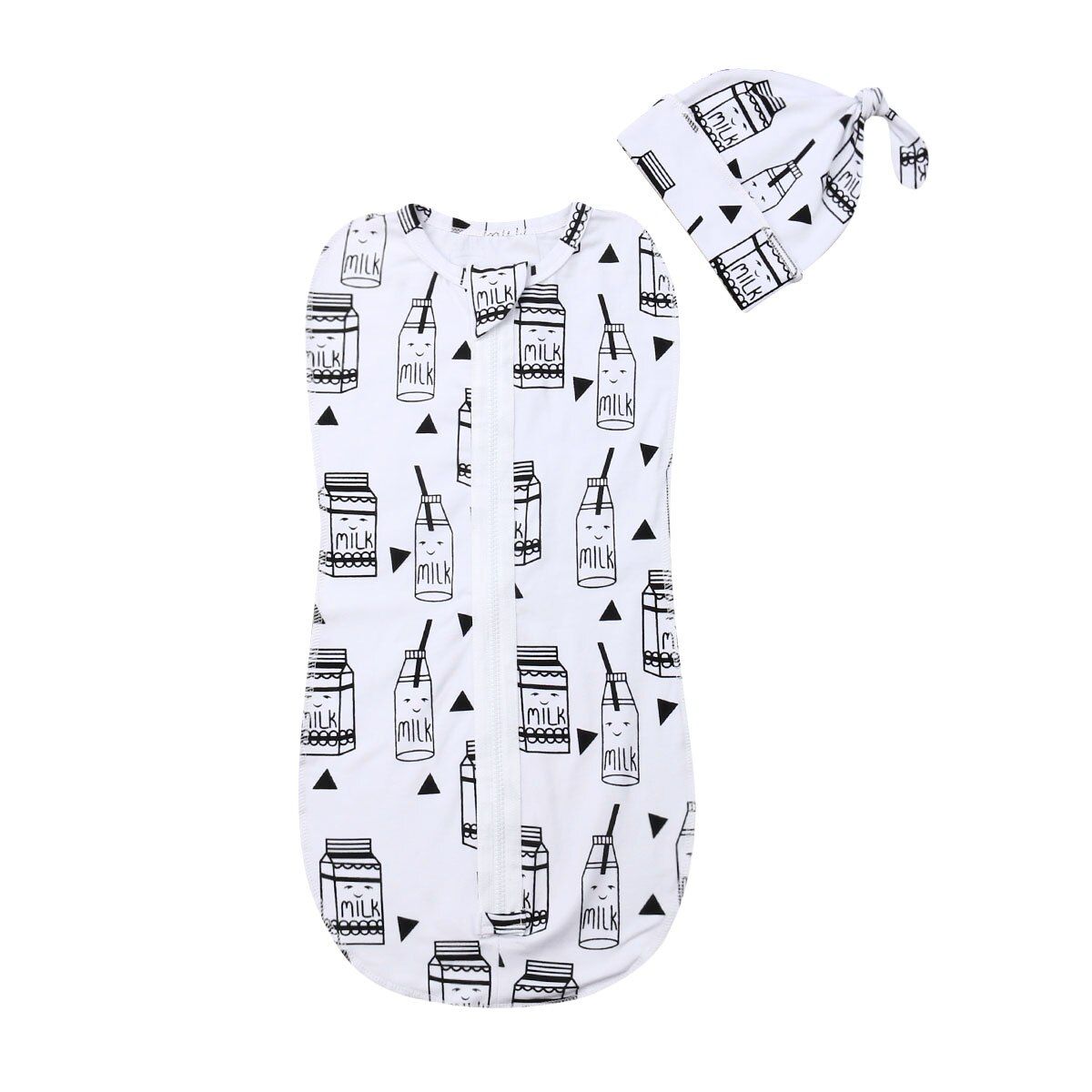 0-6Month Newborn Infant Kids Baby Girls Boys Sleeping Bags+Hats Cartoon Print Cotton Autumn Blanket 2pcs