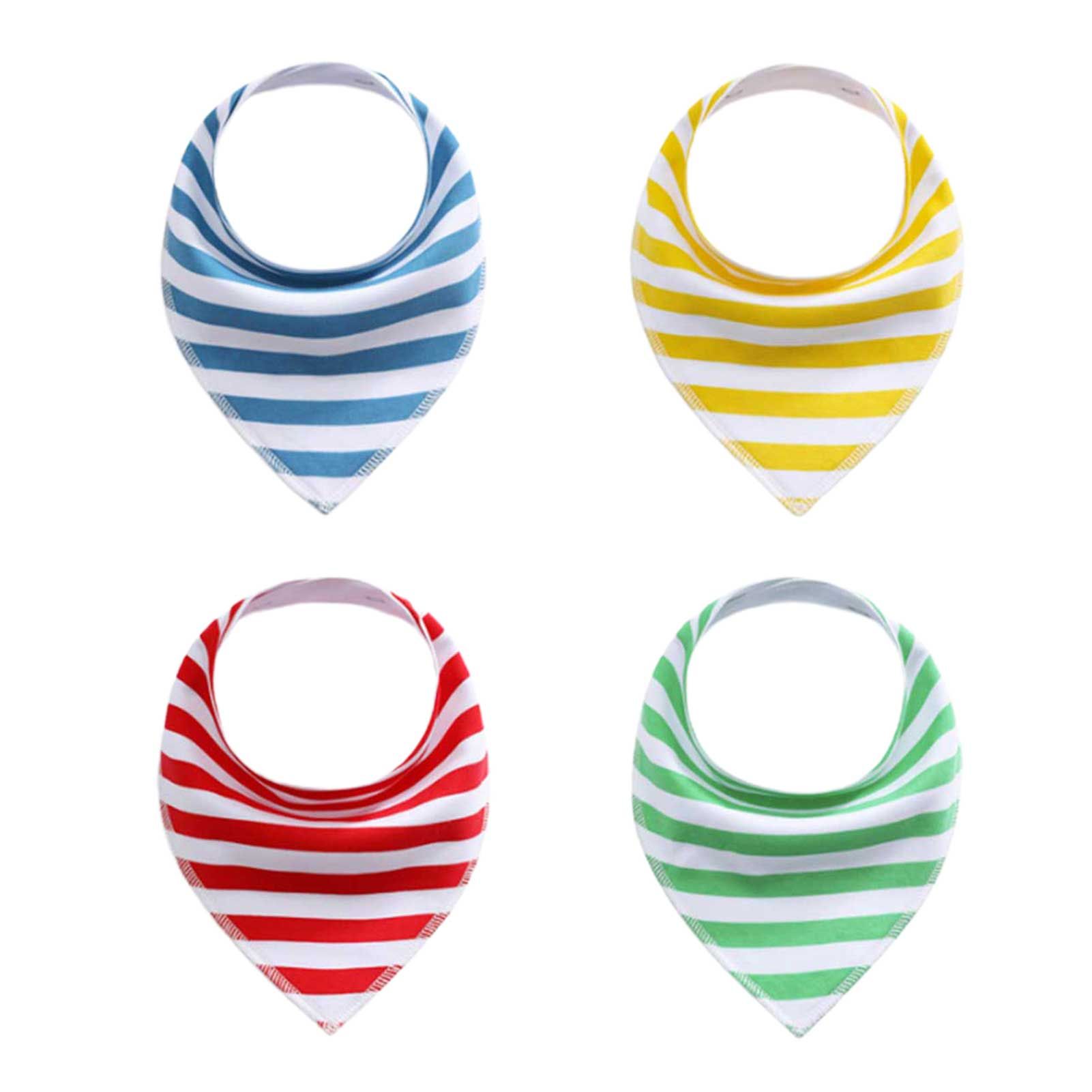 4Pcs/Set Reusable Soft Cartoon Cotton Baby Triangle Scarf Feeding Bibs Apron