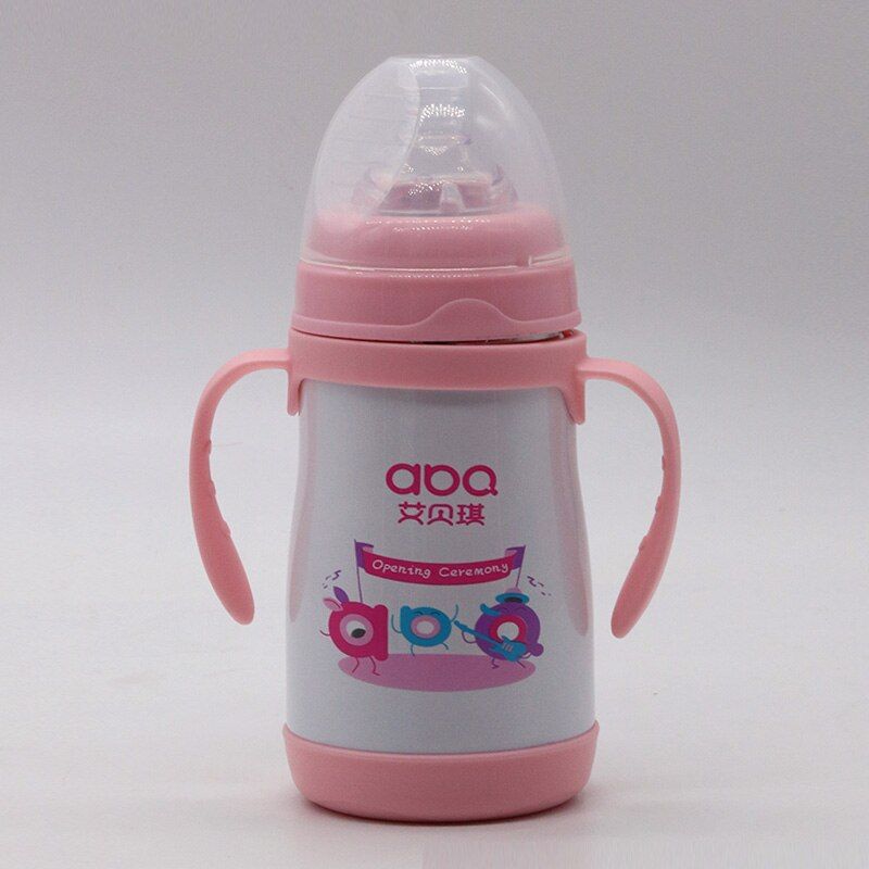 ABQ 240ML Baby Feeding Bottles With Straw Dust Cover Stainless Steel Cup Children's Drink Milk Bottle For Feeding Children