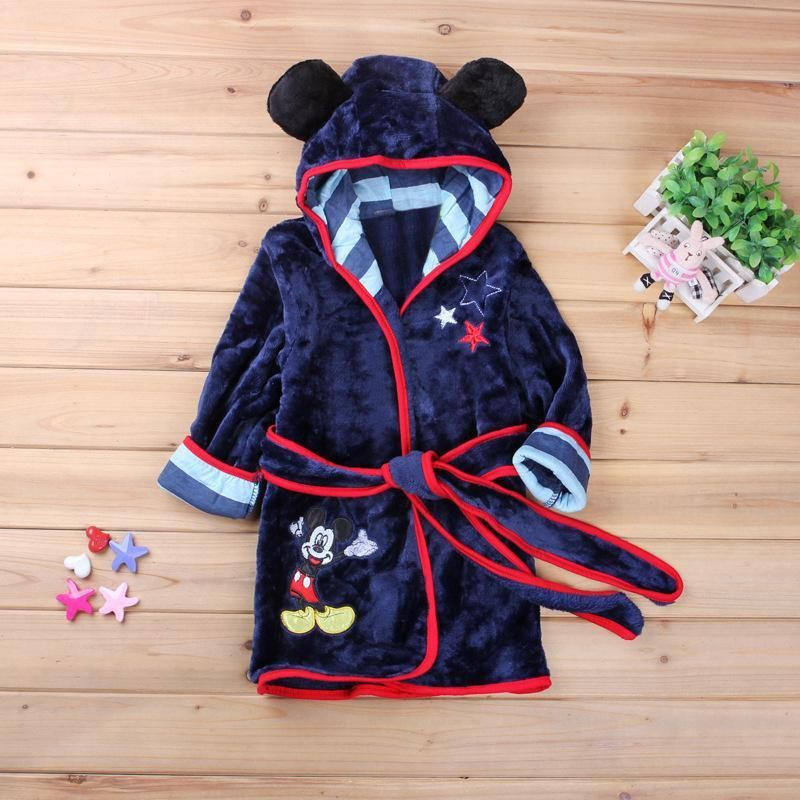 Winter New Boy Girl Belt Cartoon Home Suit Robe Bathrobe Baby Girl Clothes