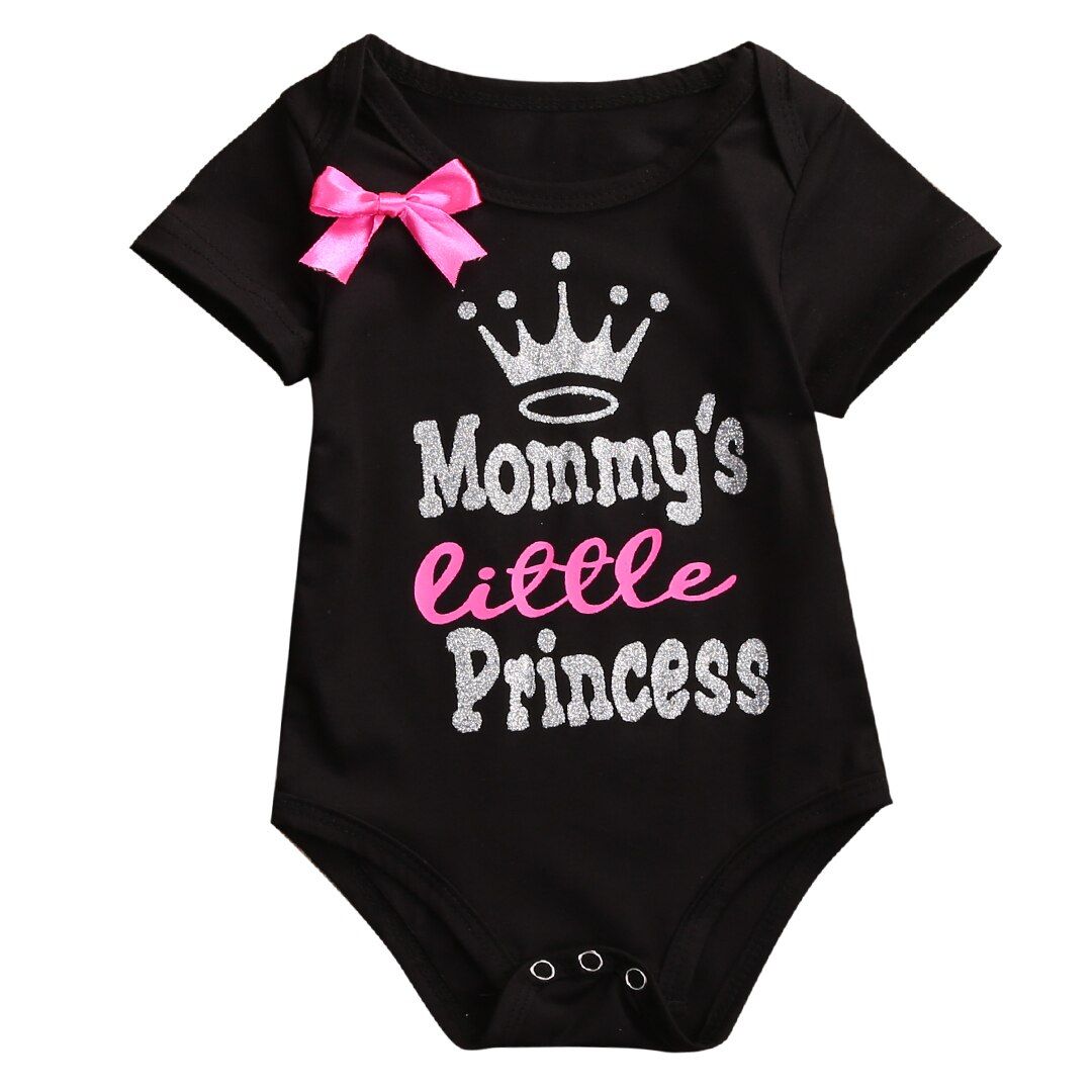 Daddy's Little Girl Mommy's Little Princess Printed Bodysuits For Newborn infant Baby Girls short sleeve Jumpsuits Summer