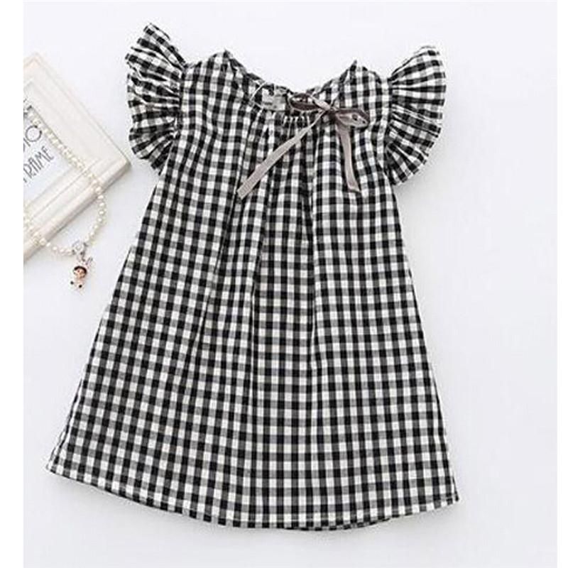2021 Kids Baby Girls Clothing Dresses Plaid Short Sleeve Princess Dress Summer Little Girl Children sundress