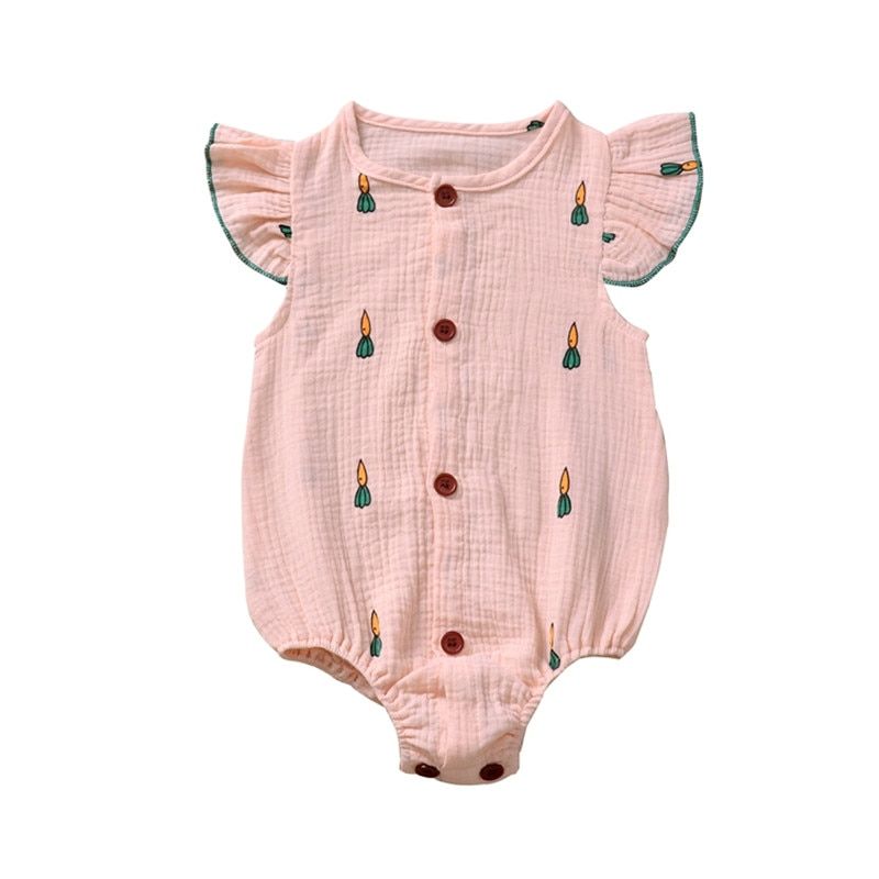0-24M Baby Girls Romper Summer Infant Unisex Newborn Boys Girls Cactus Carrot Print Romper Jumpsuit Baby Cotton Linen Clothes