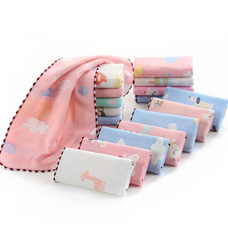 RHS Online 2PCS 25x50CM 6 Layers Cotton Cute Baby Infant Newborn Face Towel Handkerchief Mouth Water Towel